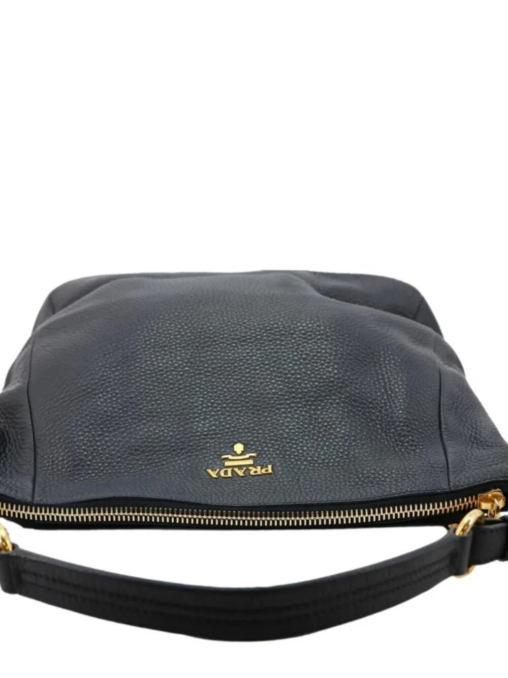 Prada  Vitello Daino Pebbled Leather Hobo Bag Black